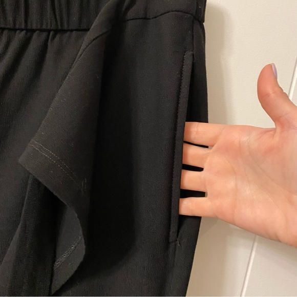 EILEEN Fisher Tie-Front Overlay Crop Pants Black Viscose Skirted Pull On - Picture 12 of 14